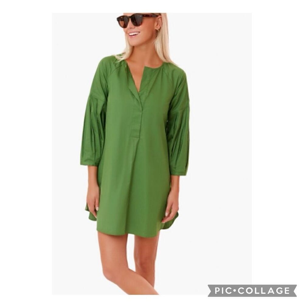 Tuckernuck Pomander Place ballon lantern sleeve green Maisie poplin tunic mini s